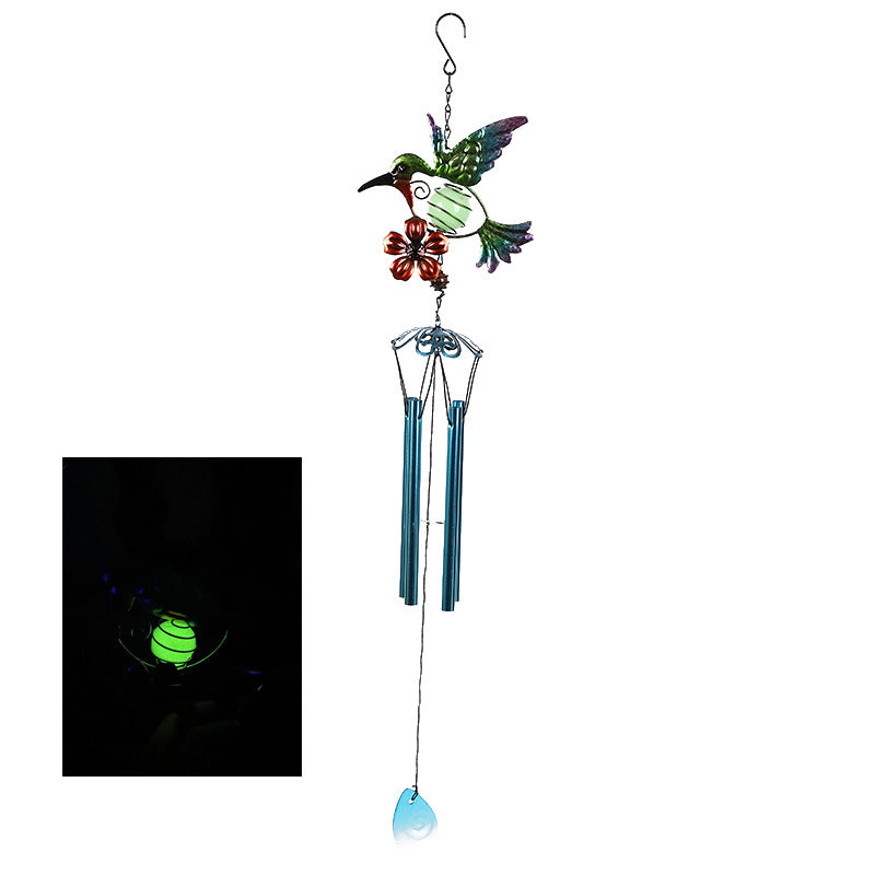 Wholesale Luminous bird wind chime fluorescent ultraviolet luminous ball metal bell pendant
